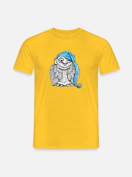 Owl with sleepyhead - Men's T-Shirt - yellow
