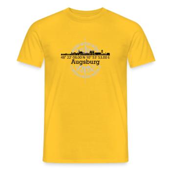 Koordinaten Skyline Augsburg - Männer T-Shirt - Gelb - Vorne - AI Model Male 178 dark (178cm)