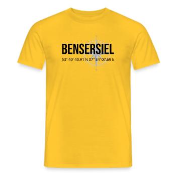 Koordinaten Bensersiel - Männer T-Shirt - Gelb - Vorne - AI Model Male 178 dark (178cm)