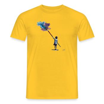  Kind malt Farbwolke - Männer T-Shirt - Gelb - Vorne - AI Model Male 178 dark (178cm)