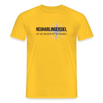 Koordinaten Neuharlingersiel - Männer T-Shirt - Gelb - Vorne - AI Model Male 178 dark (178cm)