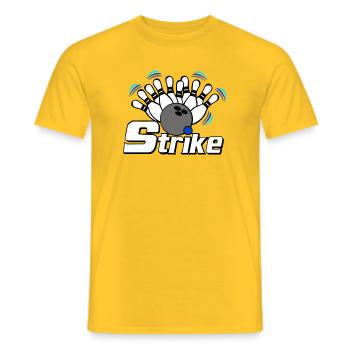 Strike Bowling - Men's T-Shirt - yellow - Front - AI Model Male 178 dark (178cm)