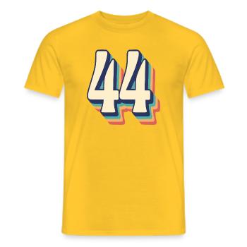 Vintage Retro T-Shirt Number 44 Forty Four - Men's T-Shirt - yellow - Front - AI Model Male 178 dark (178cm)