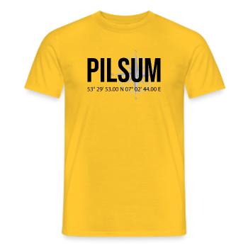 Koordinaten Pilsum - Männer T-Shirt - Gelb - Vorne - AI Model Male 178 dark (178cm)