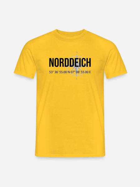 Koordinaten Norddeich - Männer T-Shirt - Gelb