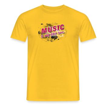 La musique est mon premier amour avec Fond orageux - T-shirt homme - jaune - Devant - AI Model Male 178 dark (178cm)