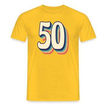 Vintage rétro T Shirt numéro 50 Fify - T-shirt homme - jaune - Devant - AI Model Male 178 dark (178cm)
