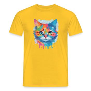 Cute Cat - Men's T-Shirt - yellow - Front - AI Model Male 178 dark (178cm)