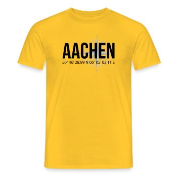 Koordinaten Aachen - Männer T-Shirt - Gelb - Vorne - AI Model Male 178 dark (178cm)