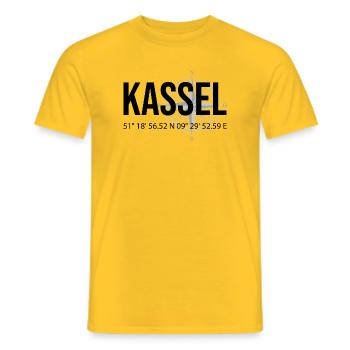 Koordinaten Kassel - Männer T-Shirt - Gelb - Vorne - AI Model Male 178 dark (178cm)