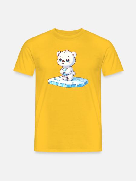 Eisbär auf Eisscholle globale Erwärmung - Männer T-Shirt - Gelb
