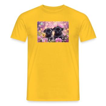 Kleine Hunde mit Blumenkrone - Männer T-Shirt - Gelb - Vorne - AI Model Male 178 dark (178cm)