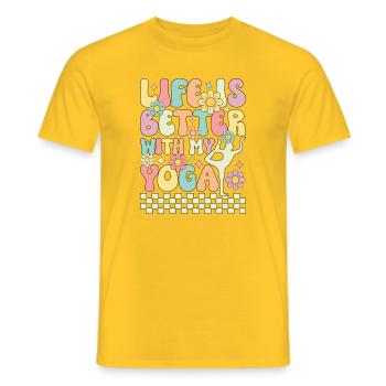 Life is Better with My Yoga - Men's T-Shirt - yellow - Front - AI Model Male 178 dark (178cm)