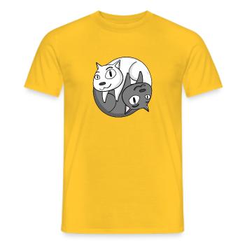 Yin Yang Katze - Männer T-Shirt - Gelb - Vorne - AI Model Male 178 dark (178cm)