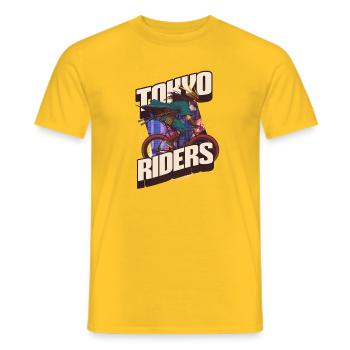Tokyo Riders - Guerrier japonais sur vélo de route - T-shirt homme - jaune - Devant - AI Model Male 178 dark (178cm)