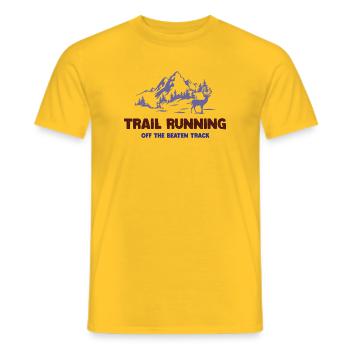 Trailrunning - abseits der ausgetretenen Pfade - Männer T-Shirt - Gelb - Vorne - AI Model Male 178 dark (178cm)