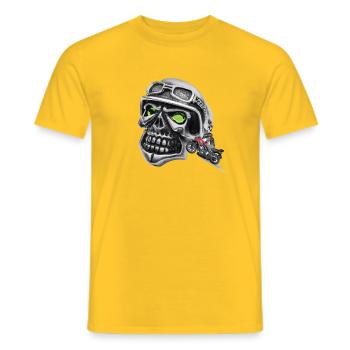 tête de  motard biker road trip , vacancy, liberty - T-shirt homme - jaune - Devant - AI Model Male 178 dark (178cm)