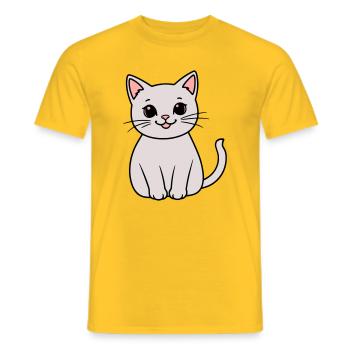 chaton gris - T-shirt homme - jaune - Devant - AI Model Male 178 dark (178cm)