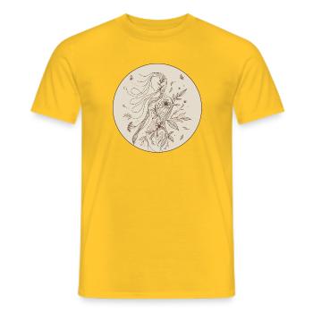 Botanical femininity in an ornamental circle - Men's T-Shirt - yellow - Front - AI Model Male 178 dark (178cm)