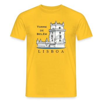 Lisbonne, Torre de Belem, Portugal, Dessin à la main - T-shirt homme - jaune - Devant - AI Model Male 178 dark (178cm)