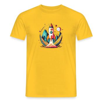 Rakete mit stylischem Design freigestellt - Männer T-Shirt - Gelb - Vorne - AI Model Male 178 dark (178cm)