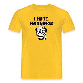 I hate mornings panda - Men's T-Shirt - yellow - Front - AI Model Male 178 dark (178cm)