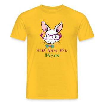 Lapin avec lunettes de soleil de Pâques - T-shirt homme - jaune - Devant - AI Model Male 178 dark (178cm)