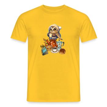Ich mag Halt Eulen/ Coffee Break/ Kaffee Pause - Männer T-Shirt - Gelb - Vorne - AI Model Male 178 dark (178cm)