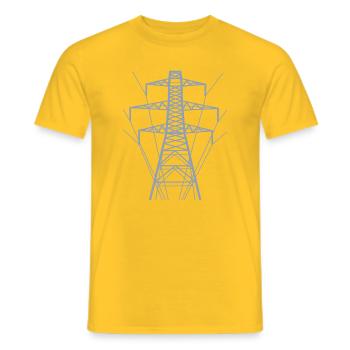 Silhouette de poteau d’alimentation blanc - T-shirt homme - jaune - Devant - AI Model Male 178 dark (178cm)
