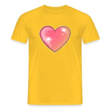 Sparkling Pink Heart Illustration - Men's T-Shirt - yellow - Front - AI Model Male 178 dark (178cm)