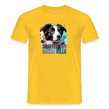 Border Collie chiot le plus intelligent chien cadeau - T-shirt homme - jaune - Devant - AI Model Male 178 dark (178cm)