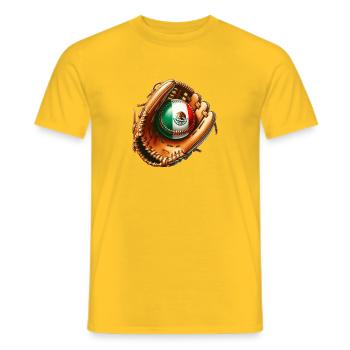 Mexico flag baseball design - Men's T-Shirt - yellow - Front - AI Model Male 178 dark (178cm)