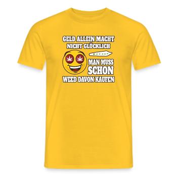 L’argent seul ne rend pas heureux... - T-shirt homme - jaune - Devant - AI Model Male 178 dark (178cm)