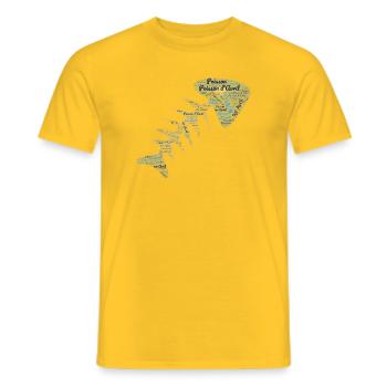 FISH. APRIL FOOL - Men's T-Shirt - yellow - Front - AI Model Male 178 dark (178cm)