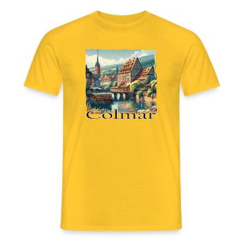 Colmar Altstadt Charme & Kolonialstil Architektur - Männer T-Shirt - Gelb - Vorne - AI Model Male 178 dark (178cm)