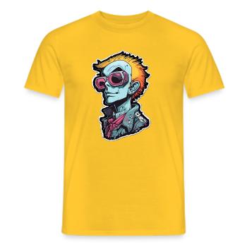 Blauer Punk mit Neon Goggles - Männer T-Shirt - Gelb - Vorne - AI Model Male 178 dark (178cm)