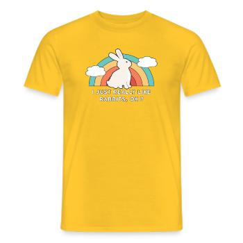 80 ' s 90 ' s soleil rétro avec lapin lapin disant - T-shirt homme - jaune - Devant - AI Model Male 178 dark (178cm)