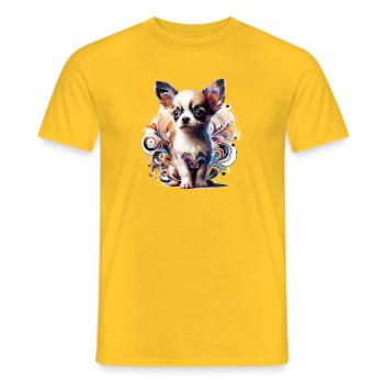 Chihuahua chiot mignon coloré graphique chien cadeau - T-shirt homme - jaune - Devant - AI Model Male 178 dark (178cm)