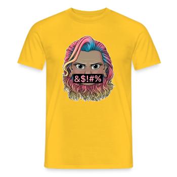 Ausdrucksstarke Reva Prisma verrückt mit buntem Haar - Männer T-Shirt - Gelb - Vorne - AI Model Male 178 dark (178cm)