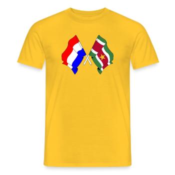 Flag of the Netherlands and flag Suriname - Men's T-Shirt - yellow - Front - AI Model Male 178 dark (178cm)