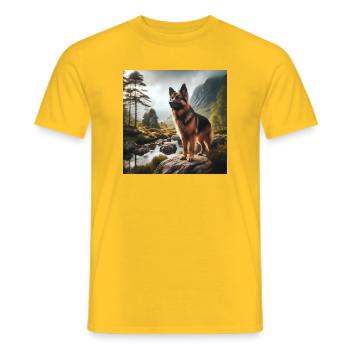 German Shepherd Art - Men's T-Shirt - yellow - Front - AI Model Male 178 dark (178cm)