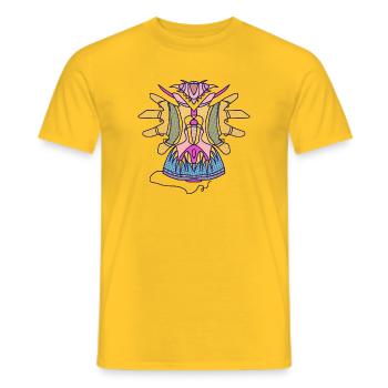 Tatouage « Strickliesel » - T-shirt homme - jaune - Devant - AI Model Male 178 dark (178cm)