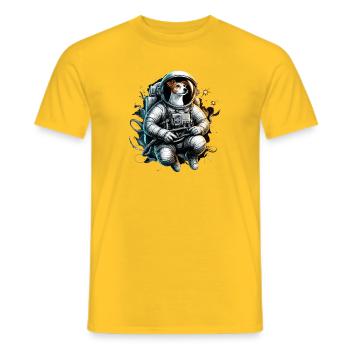 Astronaut Jack Russell Terrier Gift - Men's T-Shirt - yellow - Front - AI Model Male 178 dark (178cm)