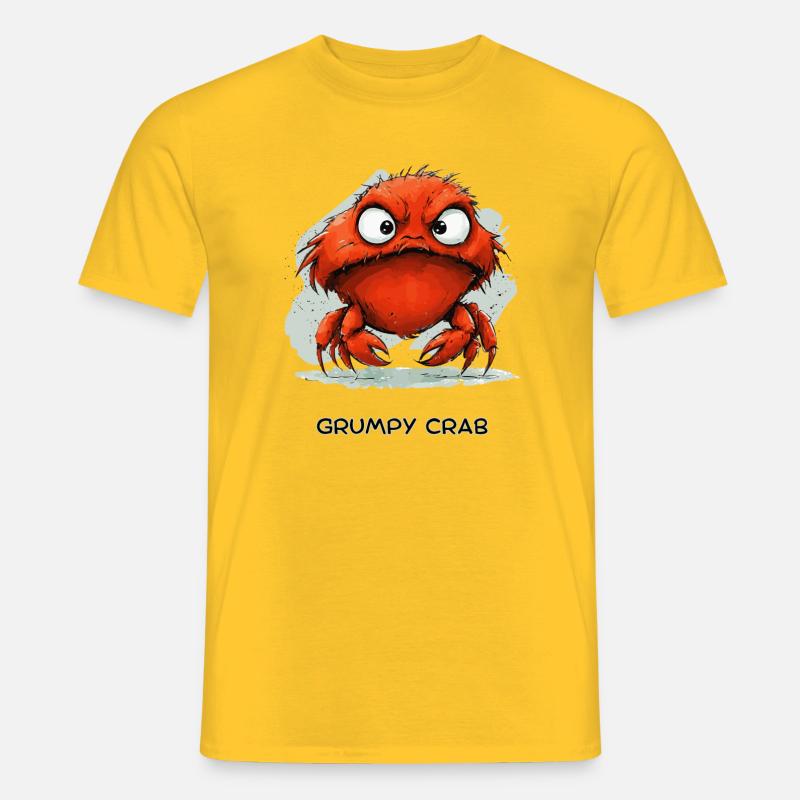 Grumpy Crab - Mürrische Cartoon Krabbe Design - Men's T-Shirt - yellow
