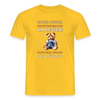 Squeeze Me Teddy - Watercolor Design - Men's T-Shirt - yellow - Front - AI Model Male 178 dark (178cm)