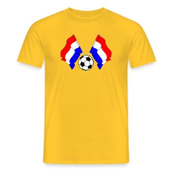 Two Dutch flags with a soccer ball - Men's T-Shirt - yellow - Front - AI Model Male 178 dark (178cm)