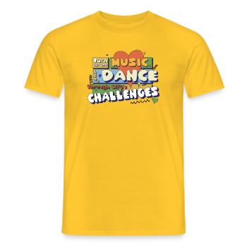 Turn Up The Music 70s Saying Seventies - Men's T-Shirt - yellow - Front - AI Model Male 178 dark (178cm)