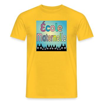École Maternelle CHATS - T-shirt homme - jaune - Devant - AI Model Male 178 dark (178cm)