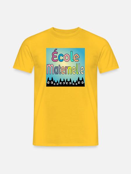 École Maternelle CHATS - T-shirt homme - jaune