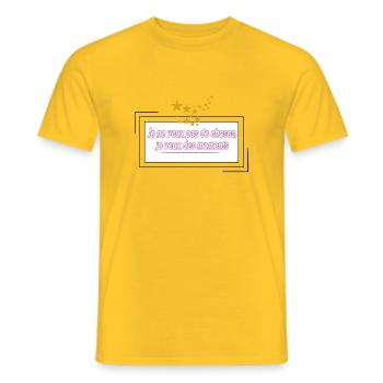 Ich will keine Dinge, sondern Momente - Männer T-Shirt - Gelb - Vorne - AI Model Male 178 dark (178cm)